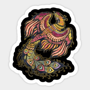 Phoenix bird Watercolor and  gold Sticker